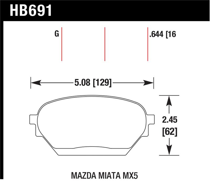 Mazda Miata MX 5 Brake Pad Set - Front - Hawk Performance - DTC-60 - `06-`14